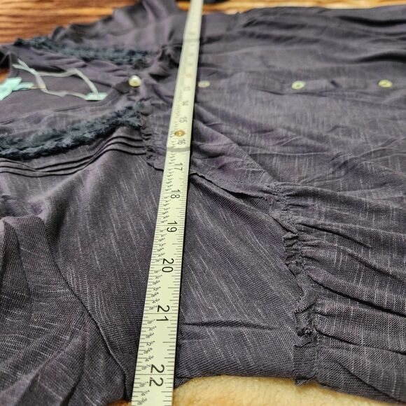 She Sky top Size Large Dark Blue Sheer Lightweight Relax Fit Front Buttons - Picture 4 of 10